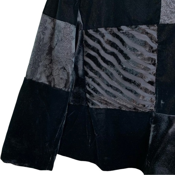 Victor Costa Neiman Marcus Velvet Patchwork Textured Formal Jacket Black Size 12 - Picture 4 of 7